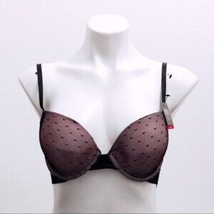Vince Camuto Push-Up Lace Bra in Nude/Black Lace, Size 36C New w/Tag